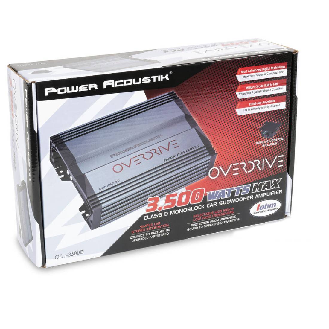 Power Acoustik OD1-3500D 3500 Watts Max Power Monoblock Subwoofer Car Audio Amplifier
