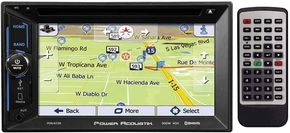 Power Acoustik PDN-623B 2-DIN Car DVD NAV Bluetooth Receiver w/ 6.2" Touchscreen