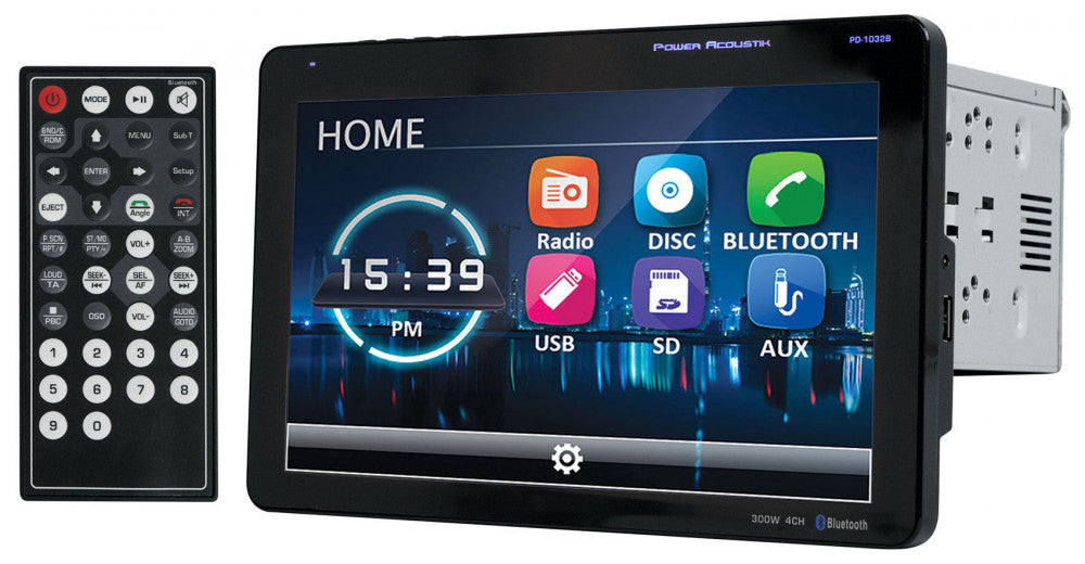 Power Acoustik PD-1032B 2-DIN DVD CD Bluetooth Receiver w/ 10.3" LCD Touchscreen