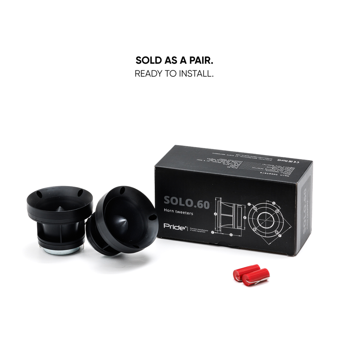 PRIDE SOLO 60 3.2" 60 Watts RMS 4-Ohm Neodymium Car Audio Horn Tweeters (Pair)