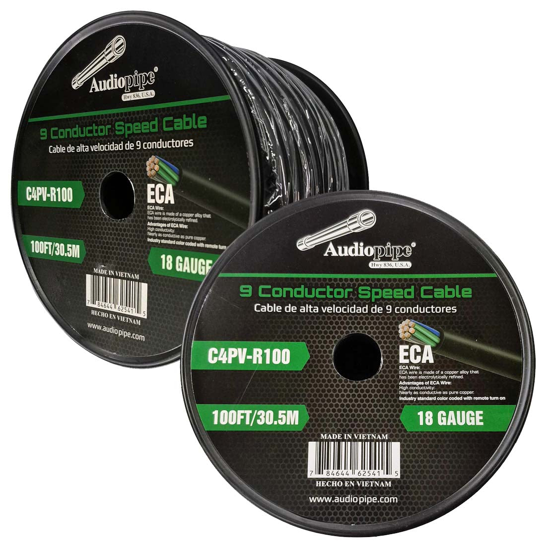 Audiopipe C4PVR100 18-Gauge 100Ft. (30.5m) ECA Wire 9 Conductor Speed Cable