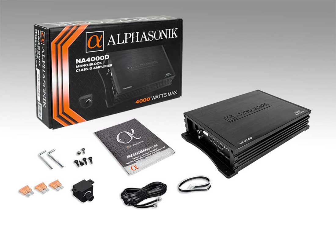 Alphasonik NA4000D Monoblock 4000W Max Class-D Car Amplifier w/ Remote Bass Knob