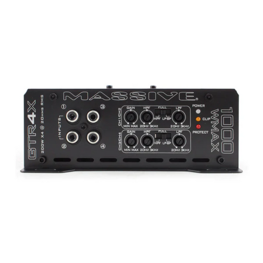Massive Audio GTR4X 4-Channel 220 Watts RMS x 4 @ 2 Ohm Class-D Car Amplifier