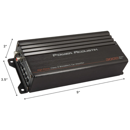 Power Acoustik MICRO1-3000D 1-CH Monoblock 3000W Max Class-D Compact Amplifier