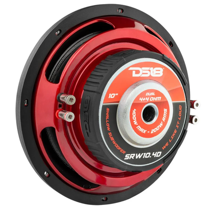 DS18 SRW10.4D 10" 400W Max Dual 4-Ohm DVC Shallow Mount Car Audio Subwoofer