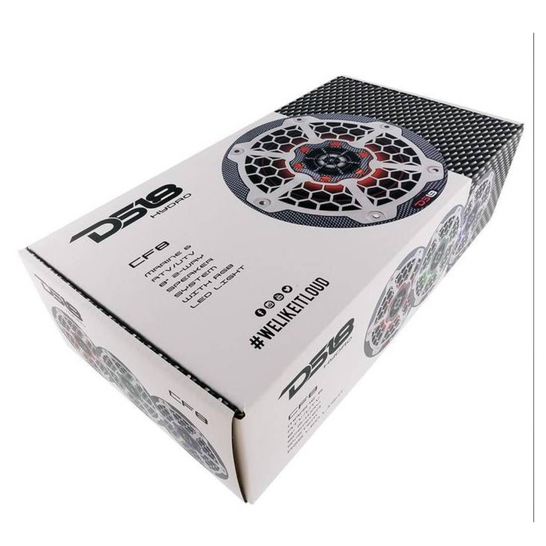 DS18 CF8 375 Watts Max 8" 2-Way Carbon Fiber Hydro Marine Speakers
