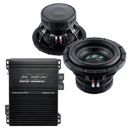 Deaf Bonce 2PC 10" Dual 2-Ohm Subwoofer + 1-CH Monoblock Class-D Car Audio Combo