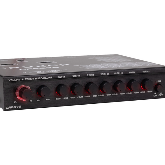 Crunch CREQ7B Car Audio 7-Band Parametric Equalizer with 9 Volt Line Driver