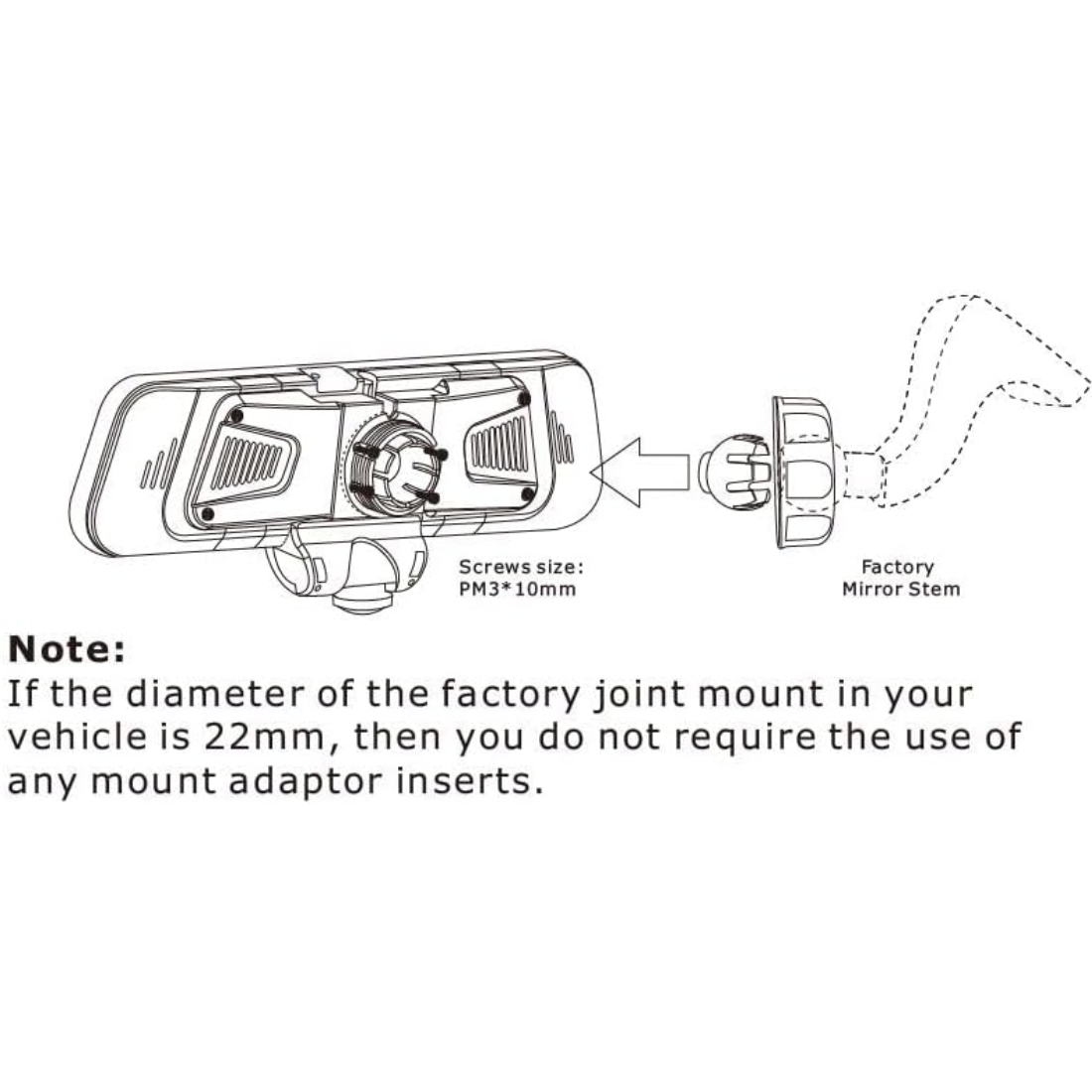 Rydeen VSM-UNI2 Universal Rearview Mirror Mount Adapter for any Rydeen Mirrors