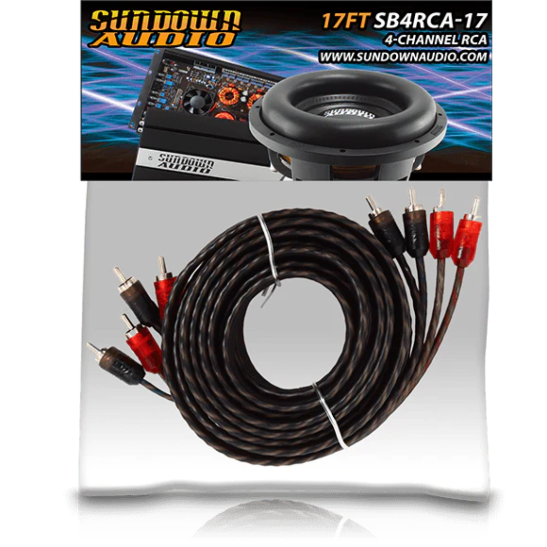 Sundown Audio SB4RCA-17 17FT 4-Channel Twisted Pair RCA Interconnect Cable