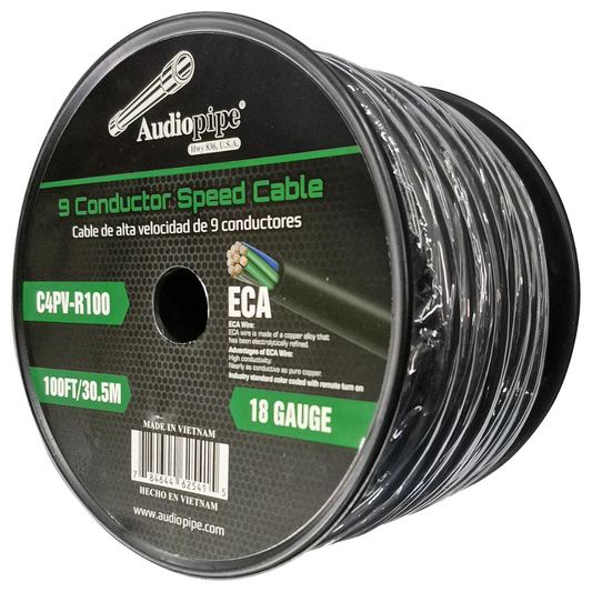 Audiopipe C4PVR100 18-Gauge 100Ft. (30.5m) ECA Wire 9 Conductor Speed Cable
