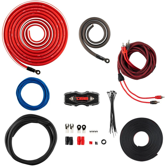 DS18 OFCKIT0 0-Gauge 100% OFC Ultra Flex Copper Amplifier Installation Kit - RED