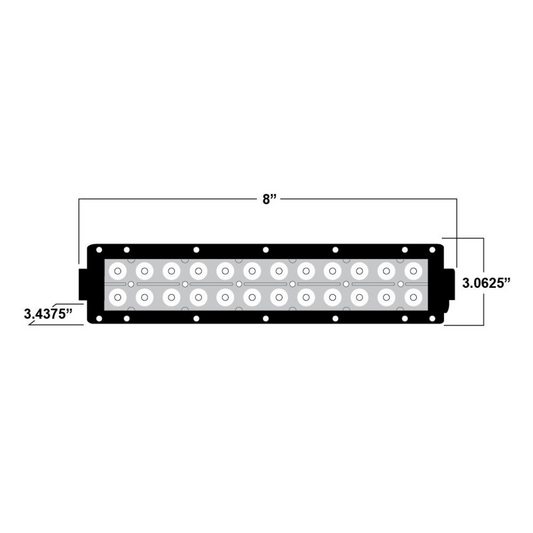 Metra DL-DR8 Daytona Lights 8" 36W Dual Row Combo Spot/Flood Beam LED Lightbar