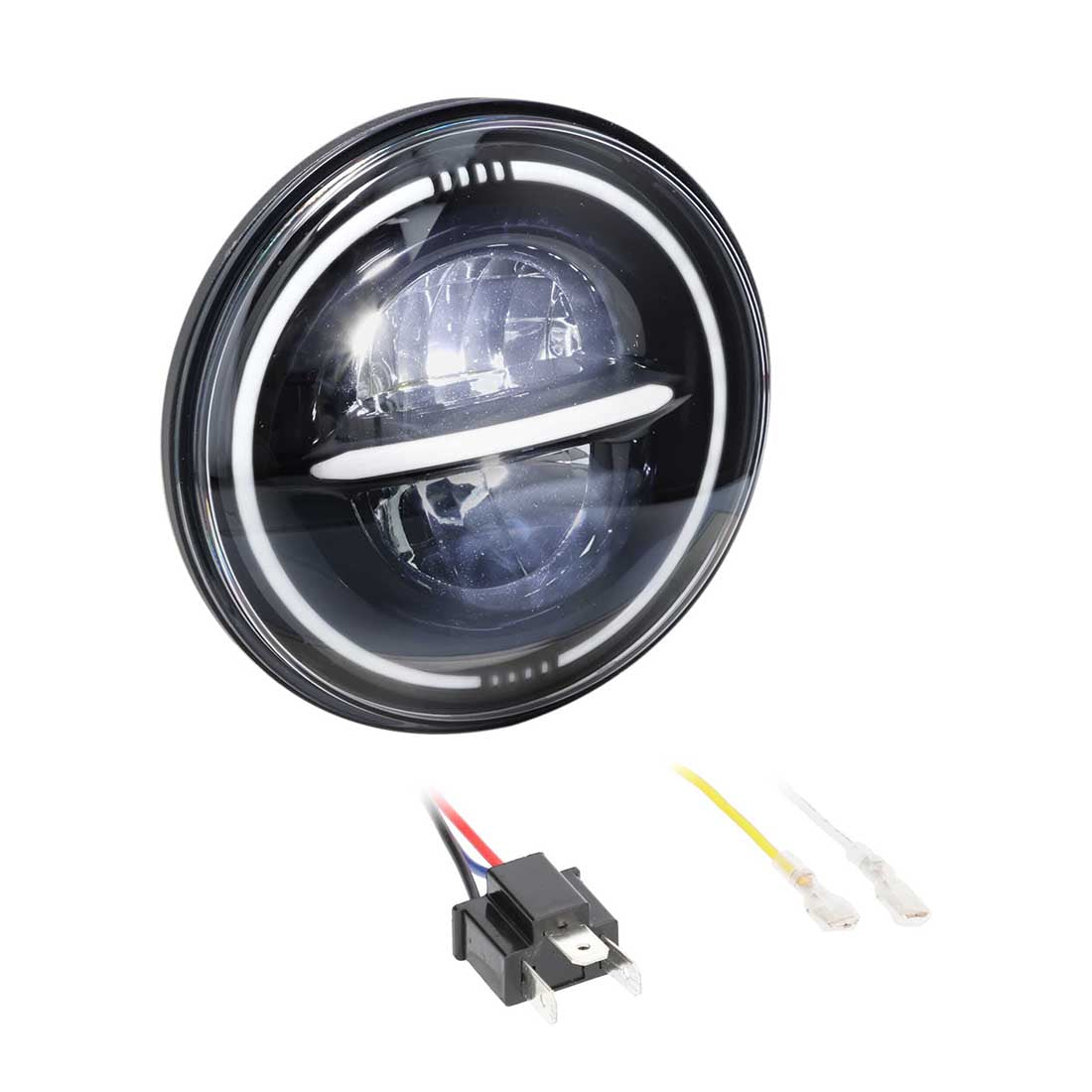 Heise BC-709B Universal 7" Motorcycle Reflector Headlight with Full Halo