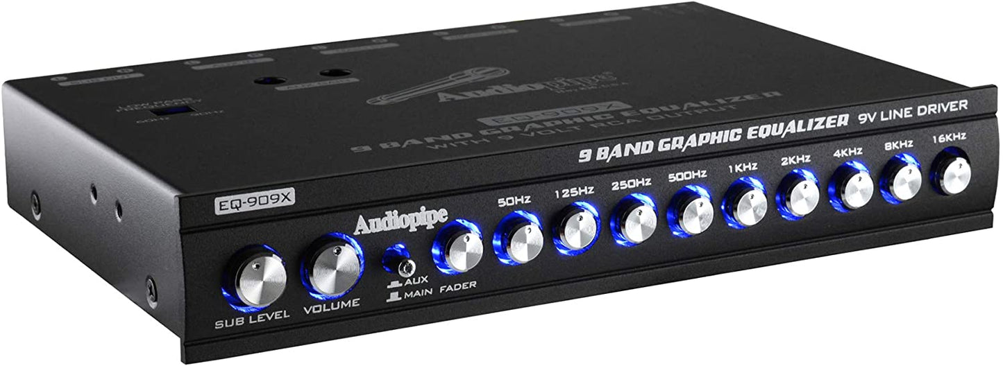 Audiopipe EQ909X Car Audio 9 Band Parametric Graphic Equalizer w/ 9V Line Driver