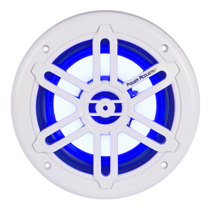 Power Acoustik MFL-65WB 6.5" Marine Coaxial Speakers w/ LED White & Black Grills