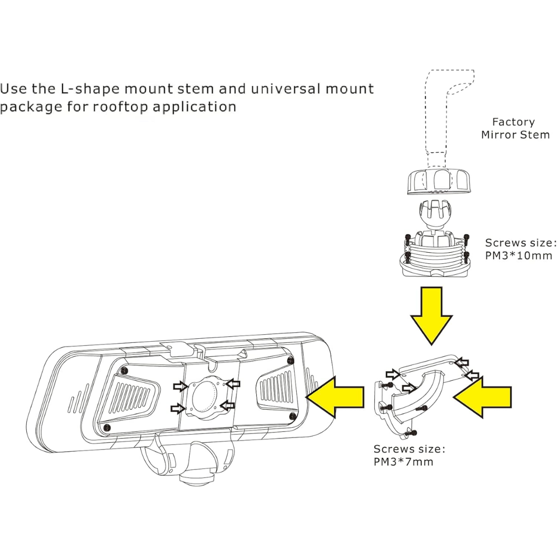 Rydeen VSM-UNI2 Universal Rearview Mirror Mount Adapter for any Rydeen Mirrors
