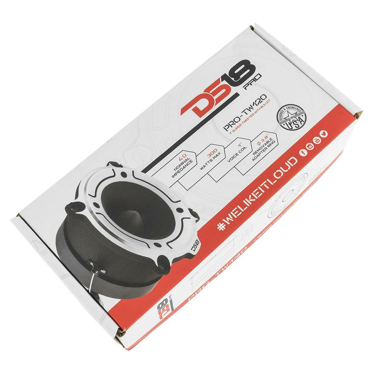 DS18 PRO-TW120 3” Pro Aluminum Super Bullet Tweeter – 240 Watts w/ Built in Crossover