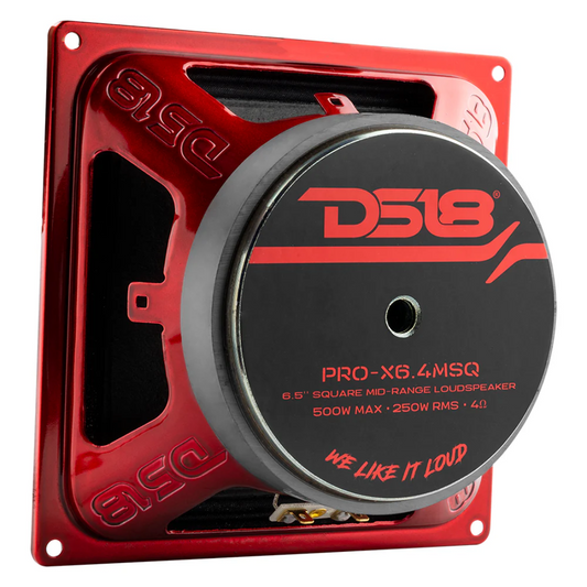 DS18 PRO-X6.4MSQ 6.5" 500W Max 4-Ohm Square Midrange Car Loudspeaker (Single)