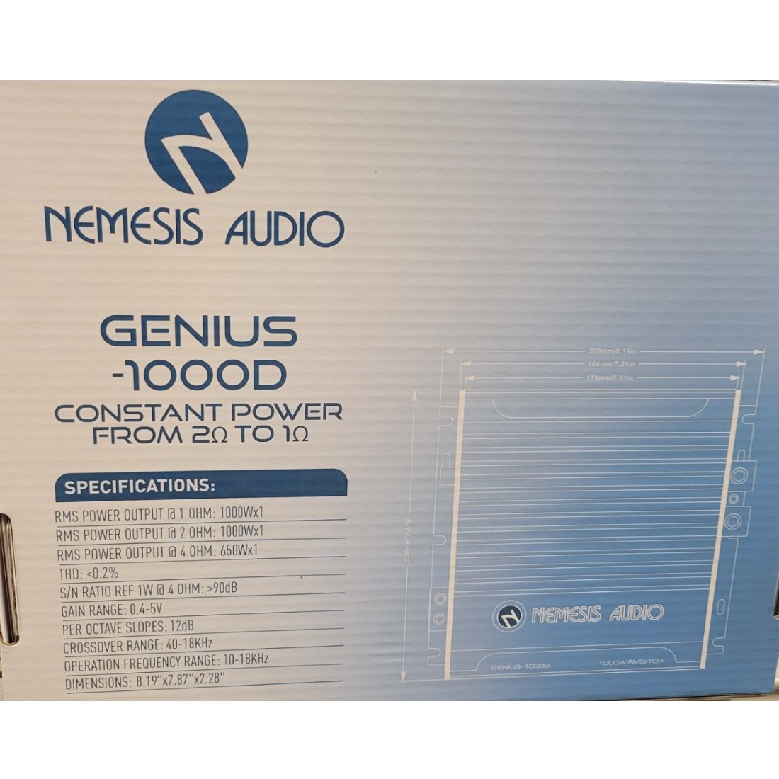 Nemesis Audio GENIUS-1000D Monoblock 1000W RMS Constant Power Class-D Amplifier