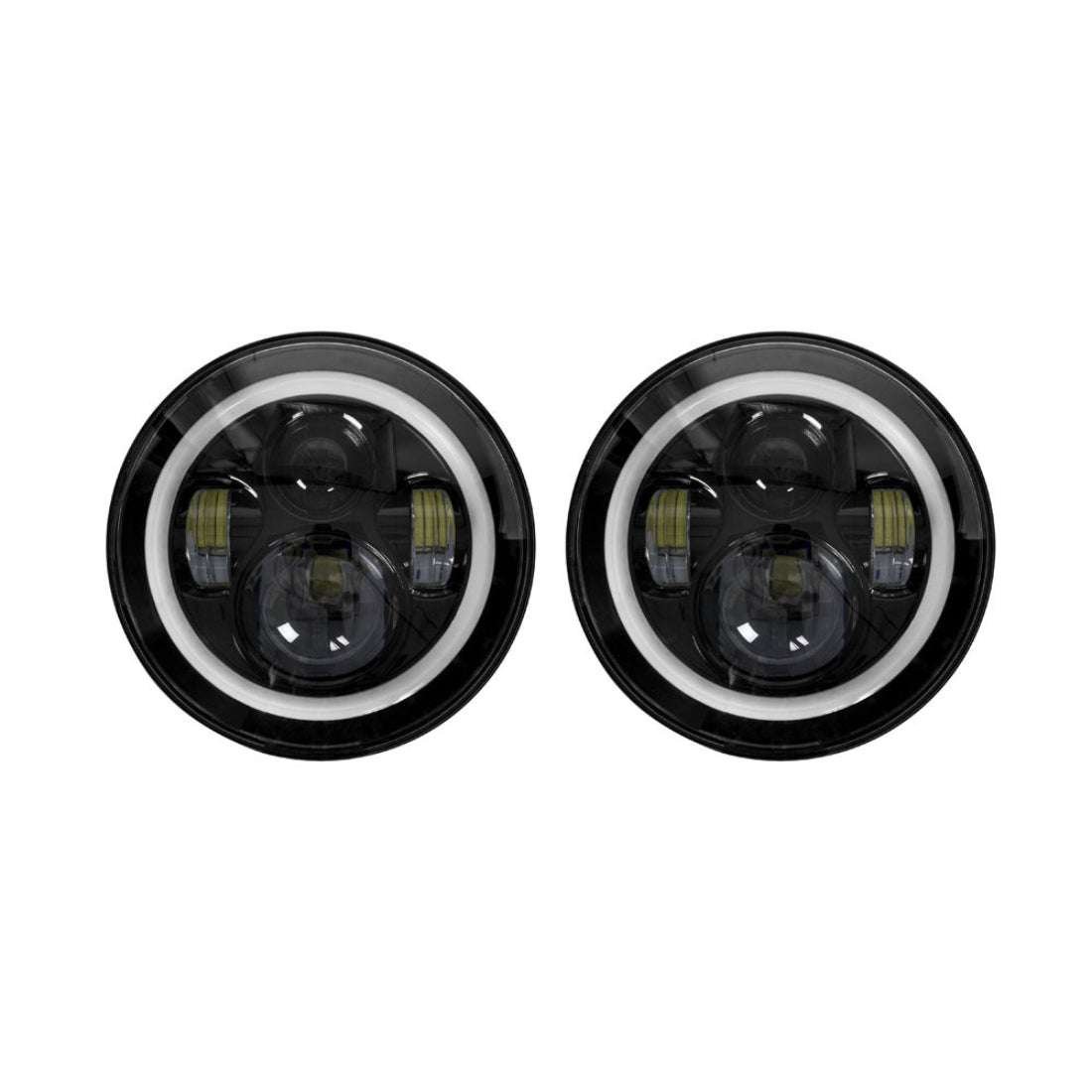 METRA JP-702B Headlights with Black Face and Full Halo - 7 Inch, 9 LED