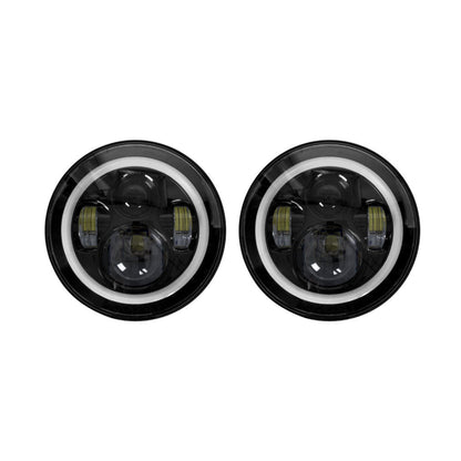 METRA JP-702B Headlights with Black Face and Full Halo - 7 Inch, 9 LED