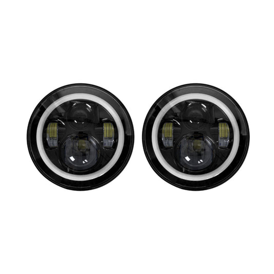 METRA JP-702B Headlights with Black Face and Full Halo - 7 Inch, 9 LED