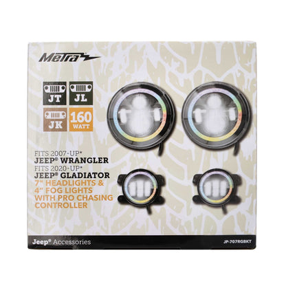 Metra JP-707RGBKT 7" Chasing Halo LED Headlights & 4" Fog Lights w/ Controller