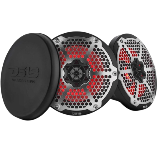 DS18 NXL-8MD/BK 8" 2-Way 700W Max 4-Ohm Hybrid Marine Speakers w/ RGB (Black)