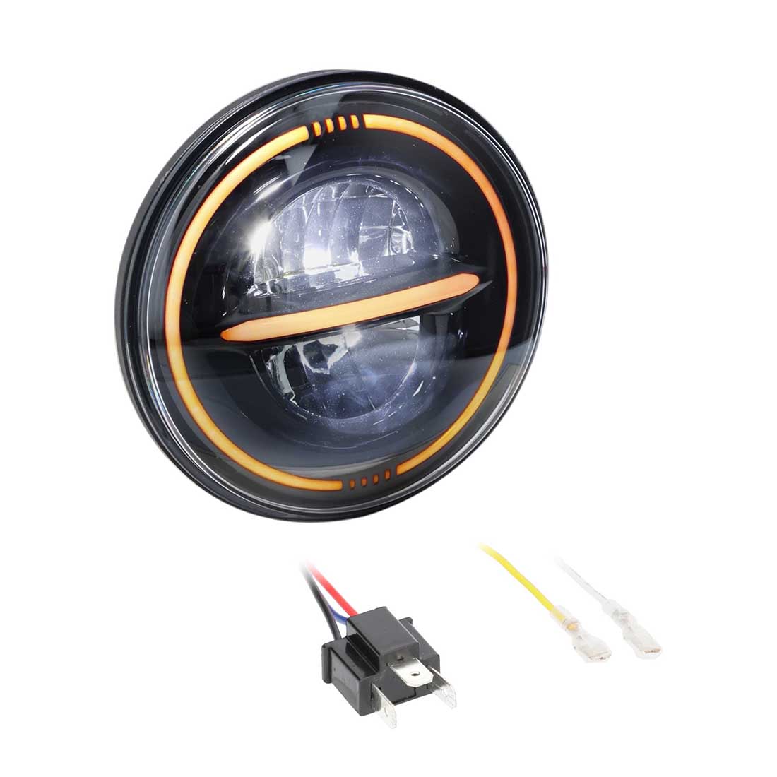 Heise BC-709B Universal 7" Motorcycle Reflector Headlight with Full Halo