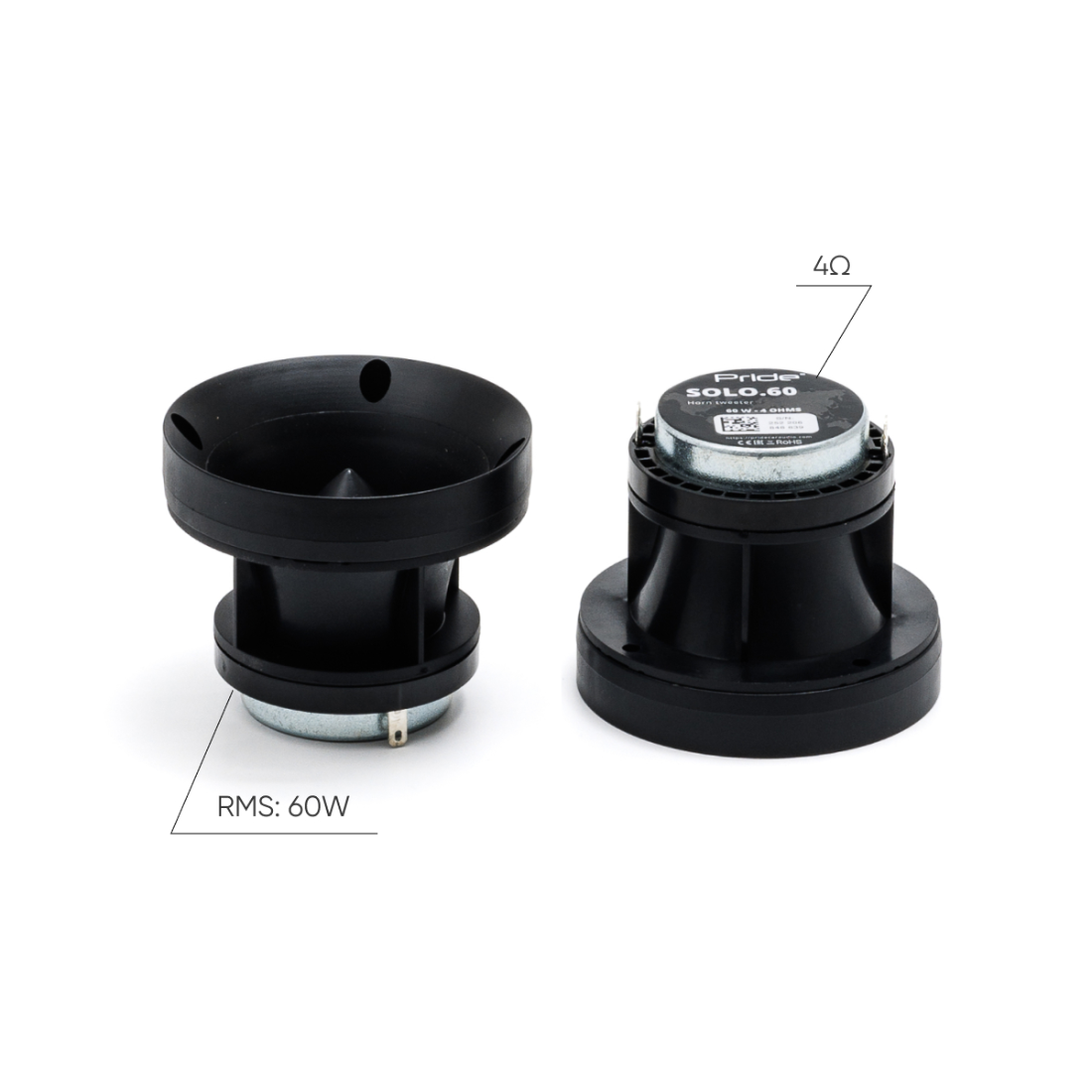 PRIDE SOLO 60 3.2" 60 Watts RMS 4-Ohm Neodymium Car Audio Horn Tweeters (Pair)