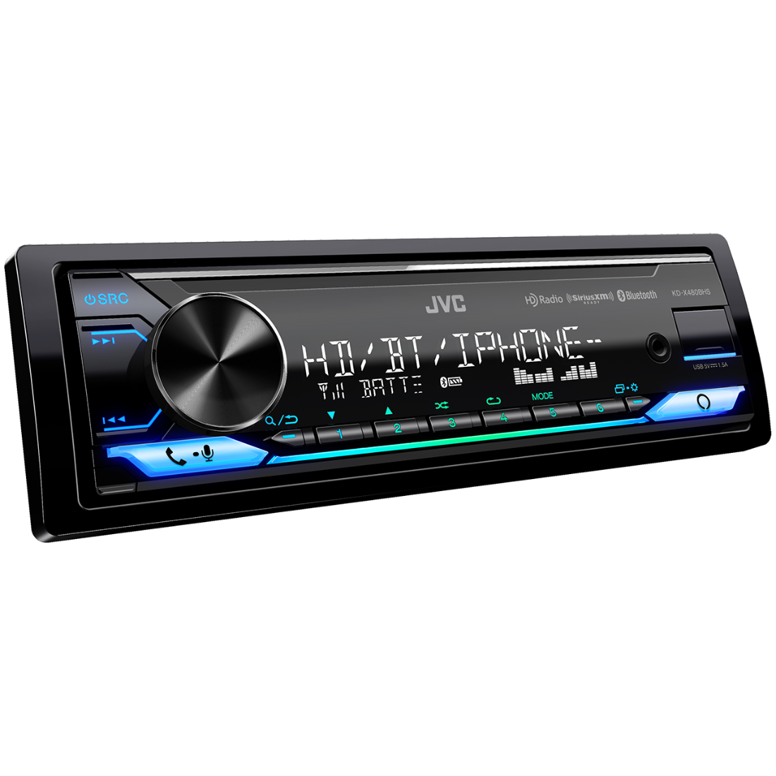 JVC KD-X480BHS 1-DIN Bluetooth/USB/MP3 Digital Media Receiver w/ Amazon Alexa