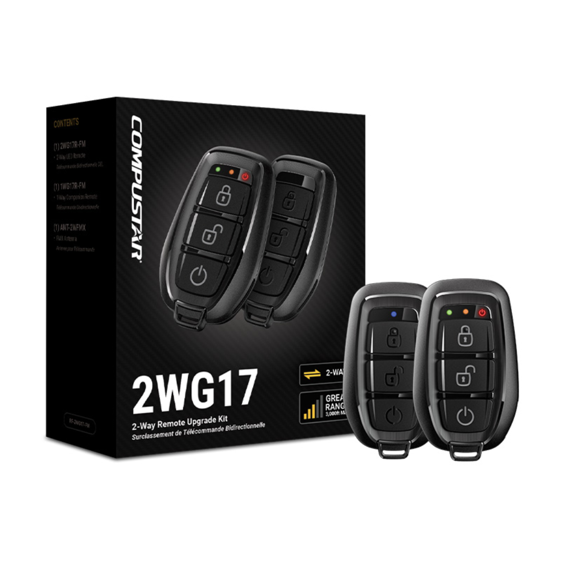 Compustar RF-2WG17-FM 2-Way 3-Button 3000FT. Max Range Remote Upgrade Kit