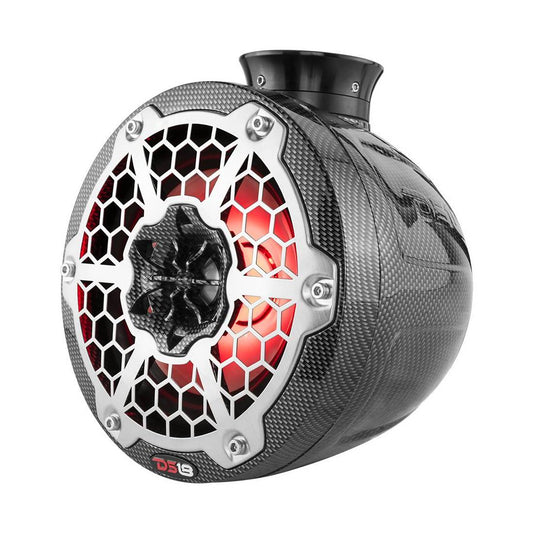 DS18 CF-PS6 600 Watts Max Power 6.5" RGB LED Mini Carbon Fiber Marine Speaker Pods