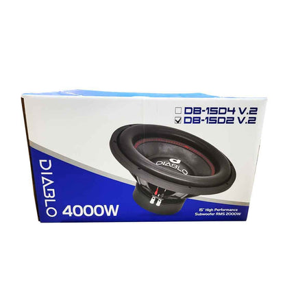 Diablo DB-15D2 V2 15" 4000W Max Dual 2-Ohm Voice Coil DVC Car Audio Subwoofer