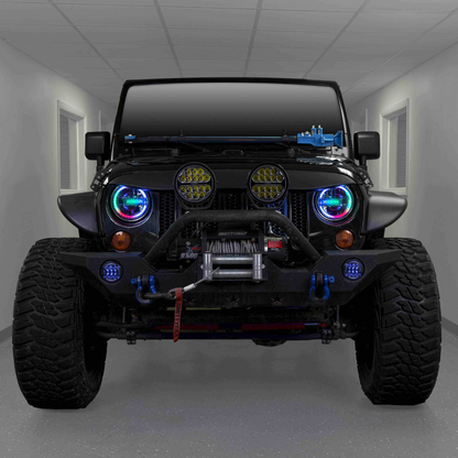 Heise JP-709RGBKT 7" Chasing LED Headlights for Jeep Gladiator Wrangler 1997-Up