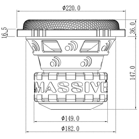 Massive Audio GTR84 8" 800W Peak Dual 4-Ohm Voice Coil DVC Car Subwoofer