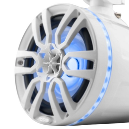 DS18 NXL-X8TP/WH 8" 375W Max Marine Wakeboard Tower Speakers w/ RGB LED Lights