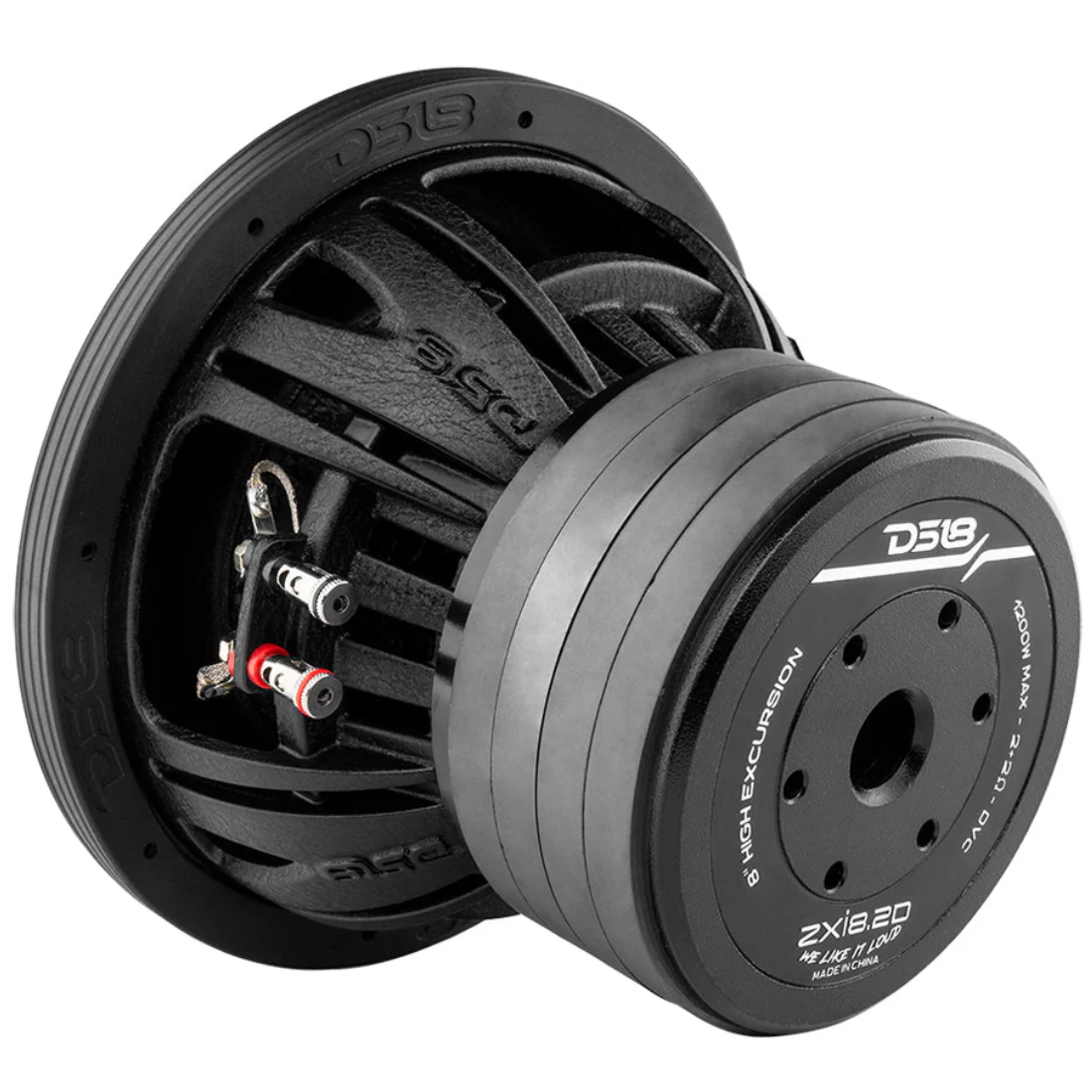 DS18 ZXI8.2D 8" 1200W Max Dual 2-Ohm DVC High Excursion Quad Stack Car Subwoofer