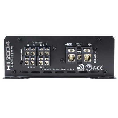 Massive Audio H12004 4-Channel 200W RMS x 4 @ 4-Ohm Full-Range Digital Amplifier