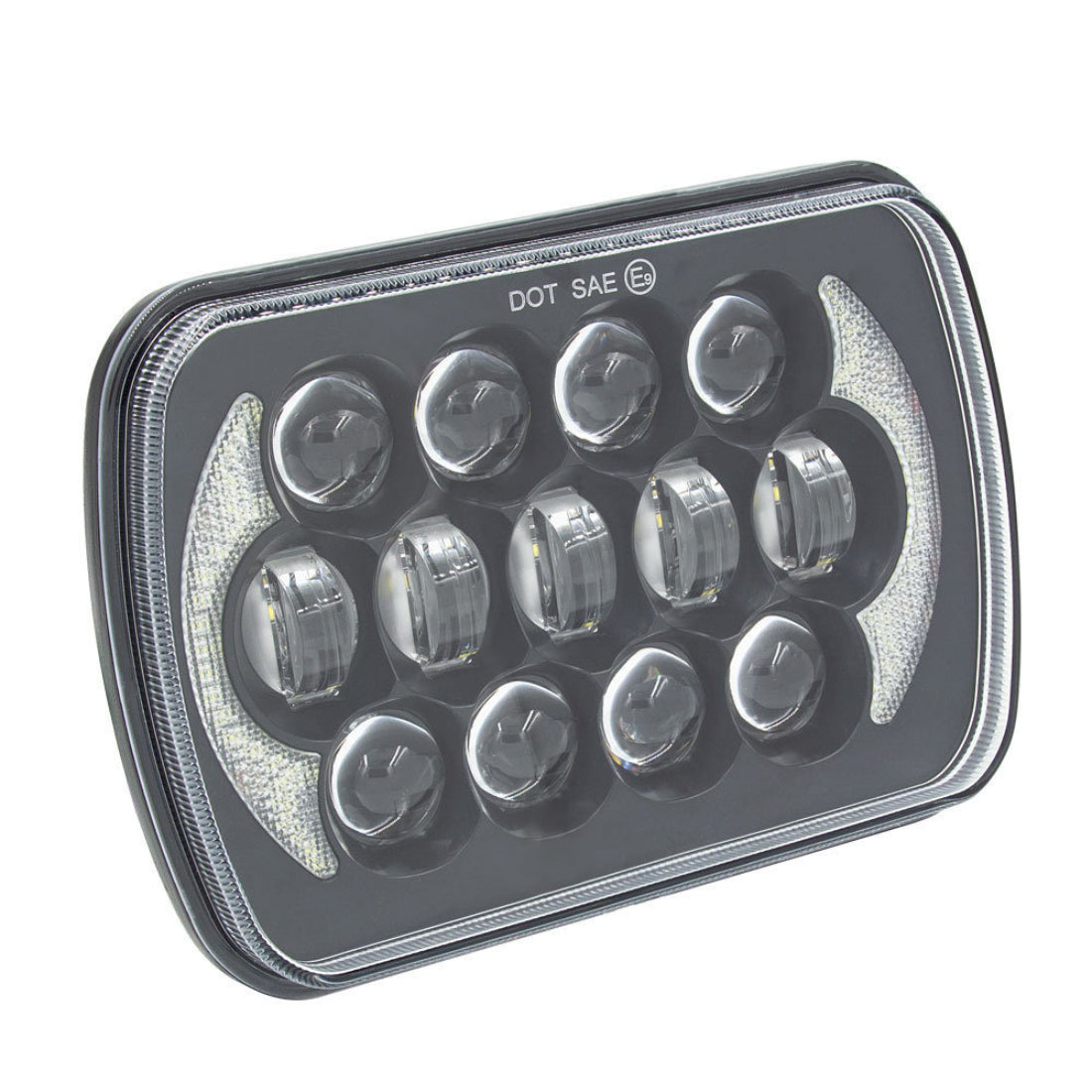 Heise HE-5X7B1 5" x 7" 85W Rectangular Black Front Face 17 LED Headlights