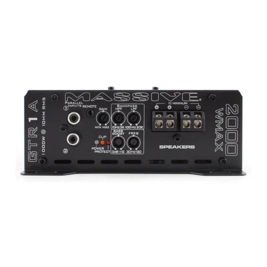 Massive Audio GTR1A 1-CH Monoblock 2120W Peak 1-Ohm Stable Class-D Car Amplifier