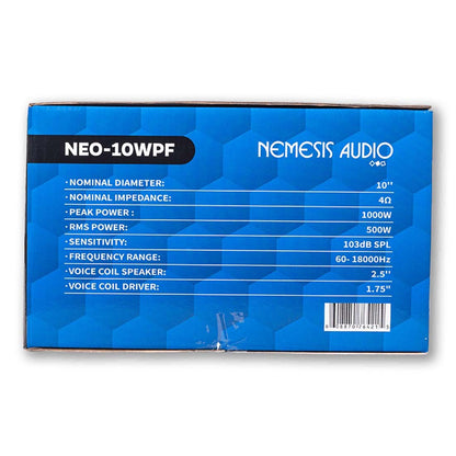 Nemesis Audio NEO-10WPF 10" 1000W Peak 4-Ohm Water-Resistant Coaxial Speaker