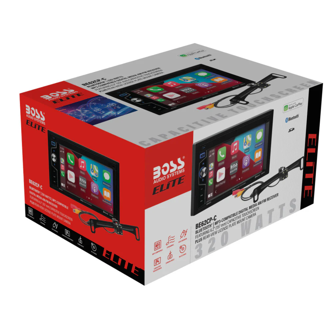 Boss BE62CP-C 2-DIN 6.2" Touchscreen Mechless Multimedia Receiver w/ Back-Up Cam