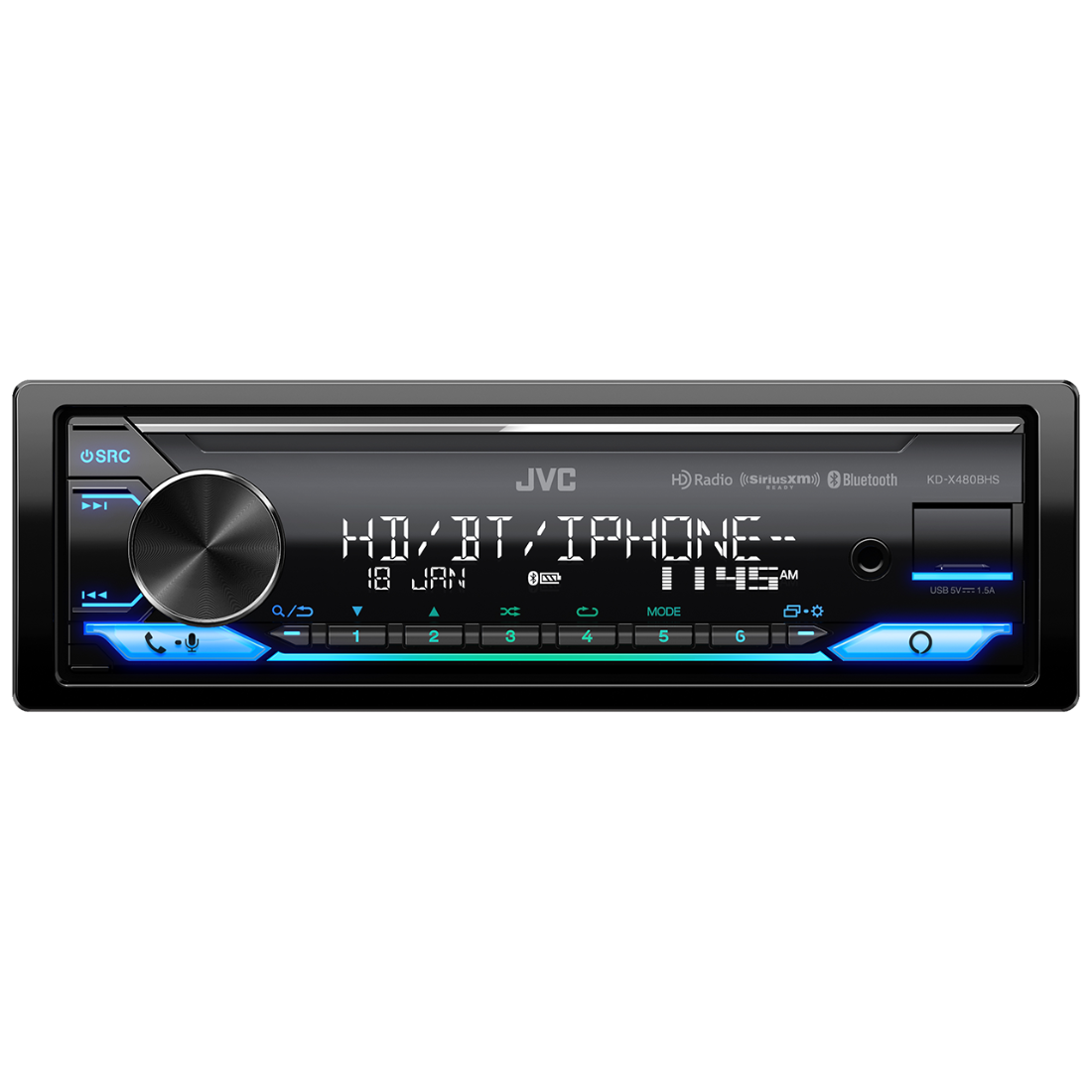 JVC KD-X480BHS 1-DIN Bluetooth/USB/MP3 Digital Media Receiver w/ Amazon Alexa