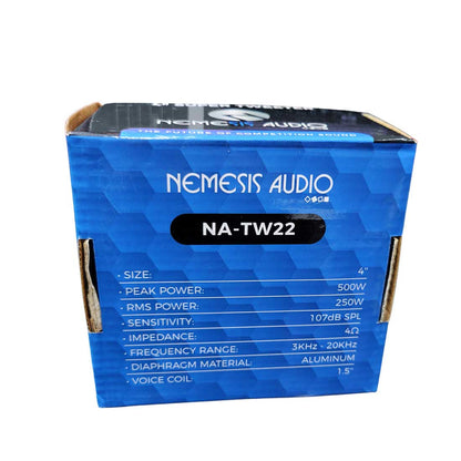 Nemesis Audio NA-TW22 4" 500W Max 4-Ohm 1.5" Voice Coil Car Audio Super Tweeter