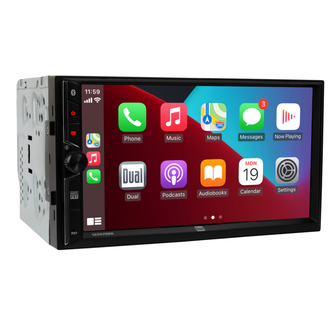 Dual DCPA723W 2-DIN 7" Apple CarPlay Android Auto Digital Multimedia Receiver