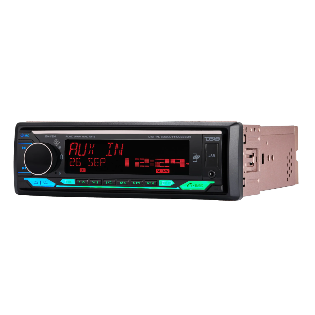 DS18 SDX-P200 1-DIN Bluetooth USB Digital Media Receiver with DSP & Built-in Amp