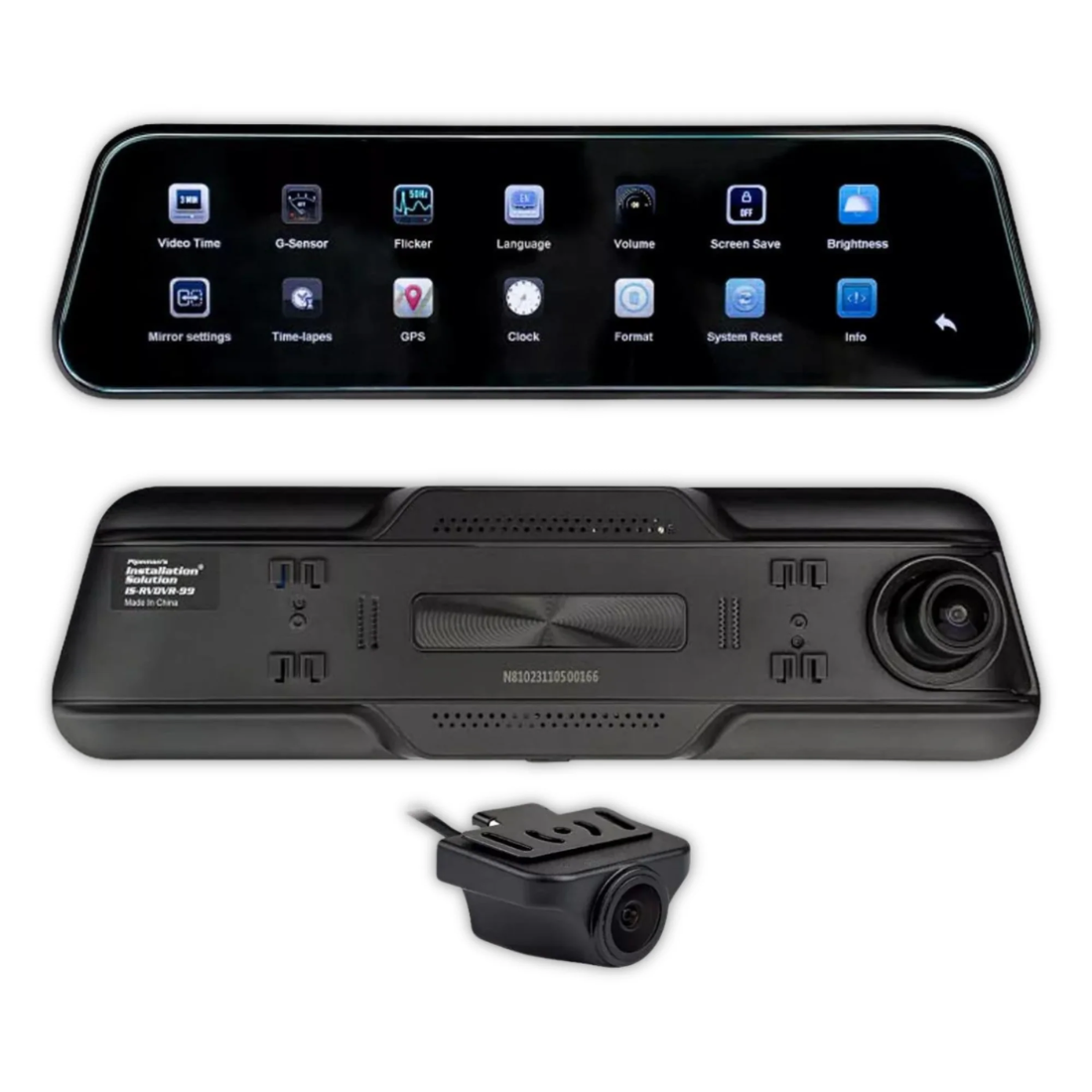Pipeman's IS-RVDVR-99 9.66" Rear-View Mirror Monitor w/ Digital Video Recorder