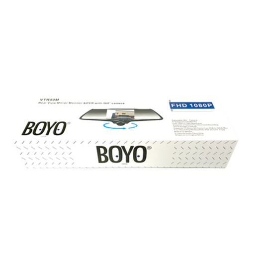 Boyo VTR50M Rear-View Mirror with 5" HD Monitor, 360° Camera, and Built-in DVR